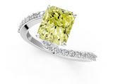 White gold Fancy Yellow Radiant  Solitaire Twist Band with Pave Set Diamonds and Four-Prong Setting_148