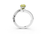 White gold Fancy Yellow Radiant  Solitaire Twist Band with Pave Set Diamonds and Four-Prong Setting_150