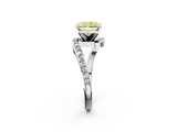 White gold Fancy Yellow Radiant  Solitaire Twist Band with Pave Set Diamonds and Four-Prong Setting_150