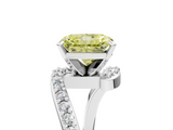 White gold Fancy Yellow Radiant  Solitaire Twist Band with Pave Set Diamonds and Four-Prong Setting_152