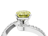 White gold Fancy Yellow Radiant  Solitaire Twist Band with Pave Set Diamonds and Four-Prong Setting_152