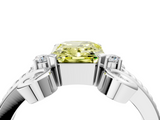 White gold Fancy Yellow Radiant  Solitaire Twisted Band Scroll Prong Ring_7