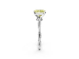 White gold Fancy Yellow Radiant  Solitaire Twisted Band with Bead Prong Setting_338