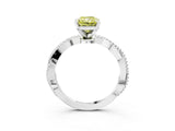 White gold Fancy Yellow Radiant  Solitaire Twisted Band with Bead Prong Setting_339