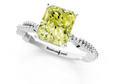 White gold Fancy Yellow Radiant  Solitaire Twisted Band with Bead Prong Setting_367