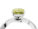 White gold Fancy Yellow Radiant  Solitaire Twisted Band with Bead Prong Setting_370