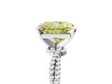 White gold Fancy Yellow Radiant  Solitaire Twisted Band with Bead Prong Setting_379