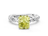 White gold Fancy Yellow Radiant  Solitaire Twisted Band with Pavé Accents and Four-Prong Setting_3