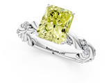 White gold Fancy Yellow Radiant  Solitaire Twisted Band with Pavé Accents and Four-Prong Setting_4