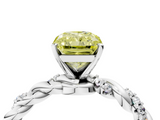 White gold Fancy Yellow Radiant  Solitaire Twisted Band with Pavé Accents and Four-Prong Setting_7
