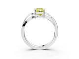 White gold Fancy Yellow Radiant  Solitaire Twisted Band with Prong Setting_6