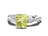 White gold Fancy Yellow Radiant  Solitaire Twisted Pave Diamond Ring with Four-Prong Setting_128