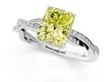 White gold Fancy Yellow Radiant  Solitaire Twisted Pave Diamond Ring with Four-Prong Setting_129