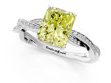 White gold Fancy Yellow Radiant  Solitaire Twisted Pave Diamond Ring with Four-Prong Setting_13