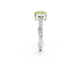 White gold Fancy Yellow Radiant  Solitaire Twisted Pave Diamond Ring with Four-Prong Setting_130