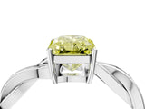 White gold Fancy Yellow Radiant  Solitaire Twisted Pave Diamond Ring with Four-Prong Setting_132