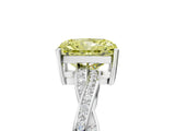White gold Fancy Yellow Radiant  Solitaire Twisted Pave Diamond Ring with Four-Prong Setting_133