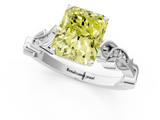 White gold Fancy Yellow Radiant  Solitaire Vine Band with Milgrain Prong Setting_4