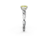 White gold Fancy Yellow Radiant  Solitaire Vine Band with Milgrain Prong Setting_5