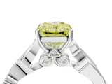 White gold Fancy Yellow Radiant  Solitaire Vine Band with Milgrain Prong Setting_7