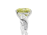 White gold Fancy Yellow Radiant  Solitaire Vine Band with Milgrain Prong Setting_8