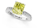 White gold Fancy Yellow Radiant  Solitaire with Pavé Band and Four-Prong Setting_291