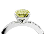 White gold Fancy Yellow Radiant  Solitaire with Pavé Band and Four-Prong Setting_292