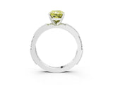 White gold Fancy Yellow Radiant  Solitaire with Pavé Band and Four-Prong Setting_293
