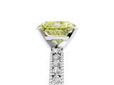 White gold Fancy Yellow Radiant  Solitaire with Pavé Band and Four-Prong Setting_295