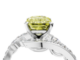 White gold Fancy Yellow Radiant  Solitaire with Pavé Twist Band and Four-Prong Setting_60