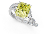 White gold Fancy Yellow Radiant  Solitaire with Pavé Twist Band and Four-Prong Setting_61