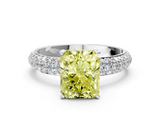 White gold Fancy Yellow Radiant  Solitaire with Pave Band and Four-Prong Setting_3