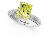 White gold Fancy Yellow Radiant  Solitaire with Pave Band and Four-Prong Setting_4