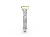 White gold Fancy Yellow Radiant  Solitaire with Pave Band and Four-Prong Setting_5