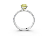 White gold Fancy Yellow Radiant  Solitaire with Pave Band and Four-Prong Setting_6
