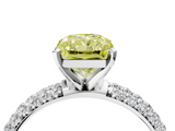 White gold Fancy Yellow Radiant  Solitaire with Pave Band and Four-Prong Setting_7