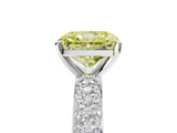 White gold Fancy Yellow Radiant  Solitaire with Pave Band and Four-Prong Setting_8