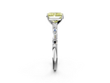 White gold Fancy Yellow Radiant  Solitaire with Side Baguettes and Channel Set Band_130