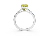 White gold Fancy Yellow Radiant  Solitaire with Side Baguettes and Channel Set Band_136