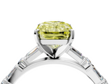 White gold Fancy Yellow Radiant  Solitaire with Side Baguettes and Channel Set Band_137