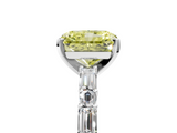 White gold Fancy Yellow Radiant  Solitaire with Side Baguettes and Channel Set Band_138