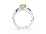 White gold Fancy Yellow Radiant  Solitaire with Tapered Baguette Side Stones on a Classic Band with Four-Prong Setting_95