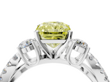White gold Fancy Yellow Radiant  Three-Stone Diamond Ring with Pavé Split Shank and Four-Prong Setting_64