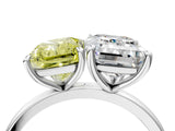 White gold Fancy Yellow Radiant  and Emerald Cut Toi Moi Ring with Prong Setting_49