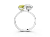 White gold Fancy Yellow Radiant  and Emerald Cut Toi Moi Ring with Prong Setting_49