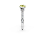 White gold Fancy Yellow Round  Brilliant Cut Diamond Engagement Ring with Pavé Band and Four-Prong Setting_31