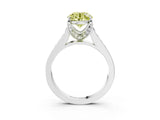 White gold Fancy Yellow Round  Brilliant Cut Diamond Engagement Ring with Pavé Band and Four-Prong Setting_32