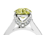 White gold Fancy Yellow Round  Brilliant Cut Diamond Engagement Ring with Pavé Band and Four-Prong Setting_33