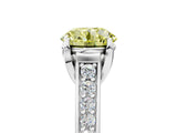 White gold Fancy Yellow Round  Brilliant Cut Diamond Engagement Ring with Pavé Band and Four-Prong Setting_34