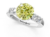 White gold Fancy Yellow Round  Brilliant Cut Diamond Five-Stone Prong Set Engagement Ring with Channel Band_1